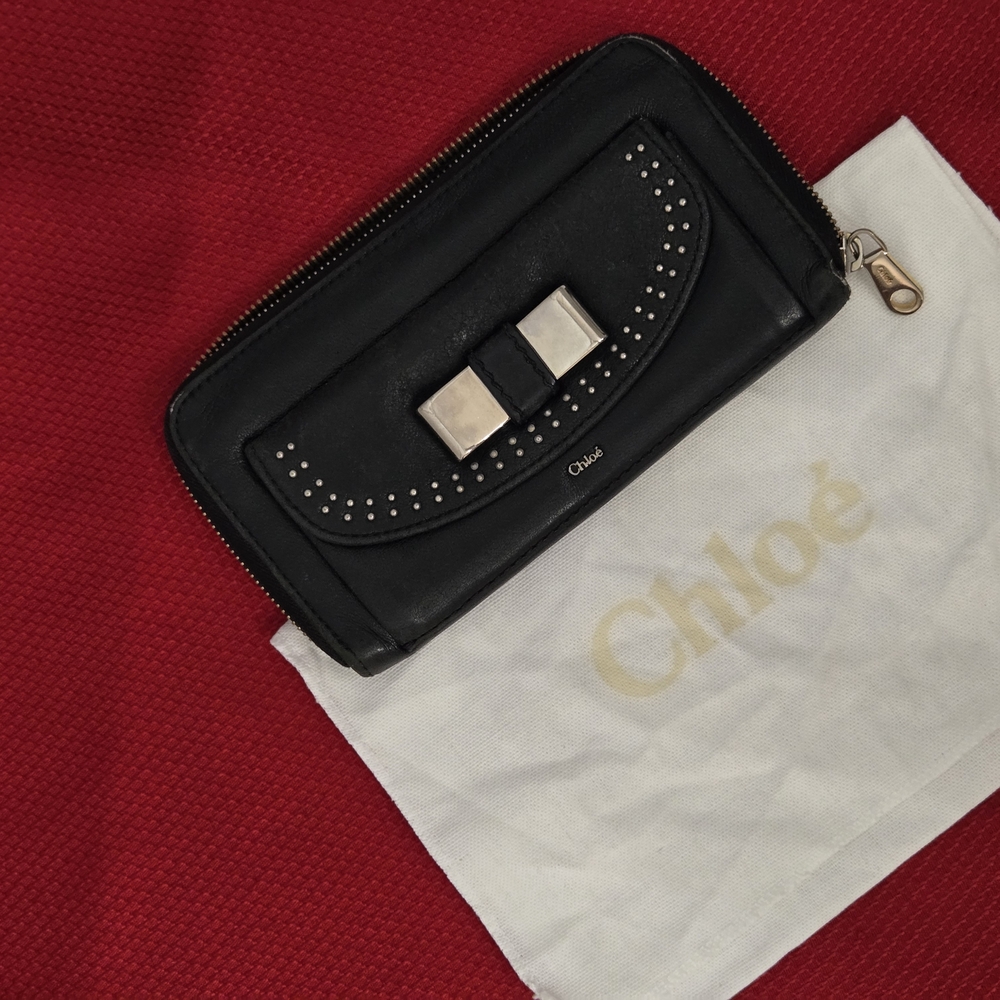 Chloé Black Wallet with Silver Studs